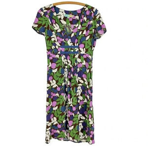 Boden UK 10R viscose floral smocked 40s style midi dress